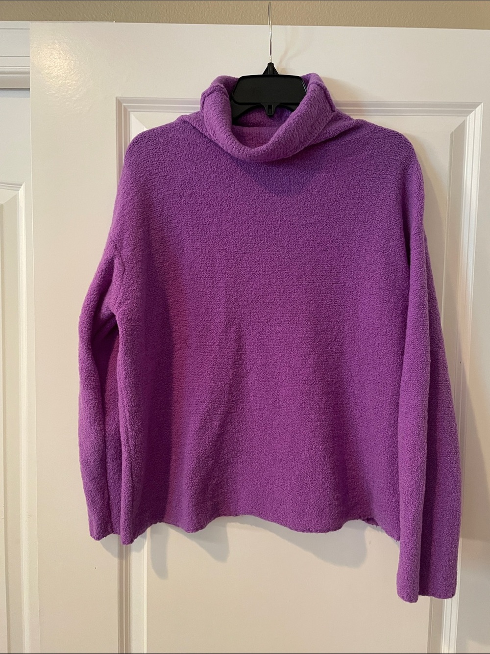 Eileen Fisher Purple Funnel Neck Bouclé Sweater